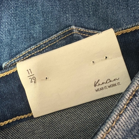 Kancan NWT Dark Wash Mid Rise Boot Cut Flare Distressed 11 / 29 - Picture 3 of 9